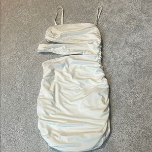Brand New Elegant White Ruched Dress